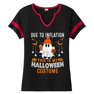 Due To Inflation This Is My Halloween Costume Funny Pumpkins Ladies Halftime Notch Neck Tee