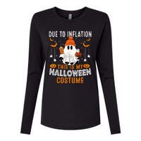 Due To Inflation This Is My Halloween Costume Funny Pumpkins Womens Cotton Relaxed Long Sleeve T-Shirt