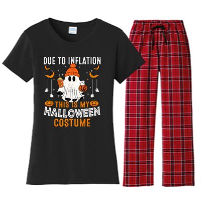 Due To Inflation This Is My Halloween Costume Funny Pumpkins Women's Flannel Pajama Set