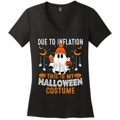 Due To Inflation This Is My Halloween Costume Funny Pumpkins Women's V-Neck T-Shirt