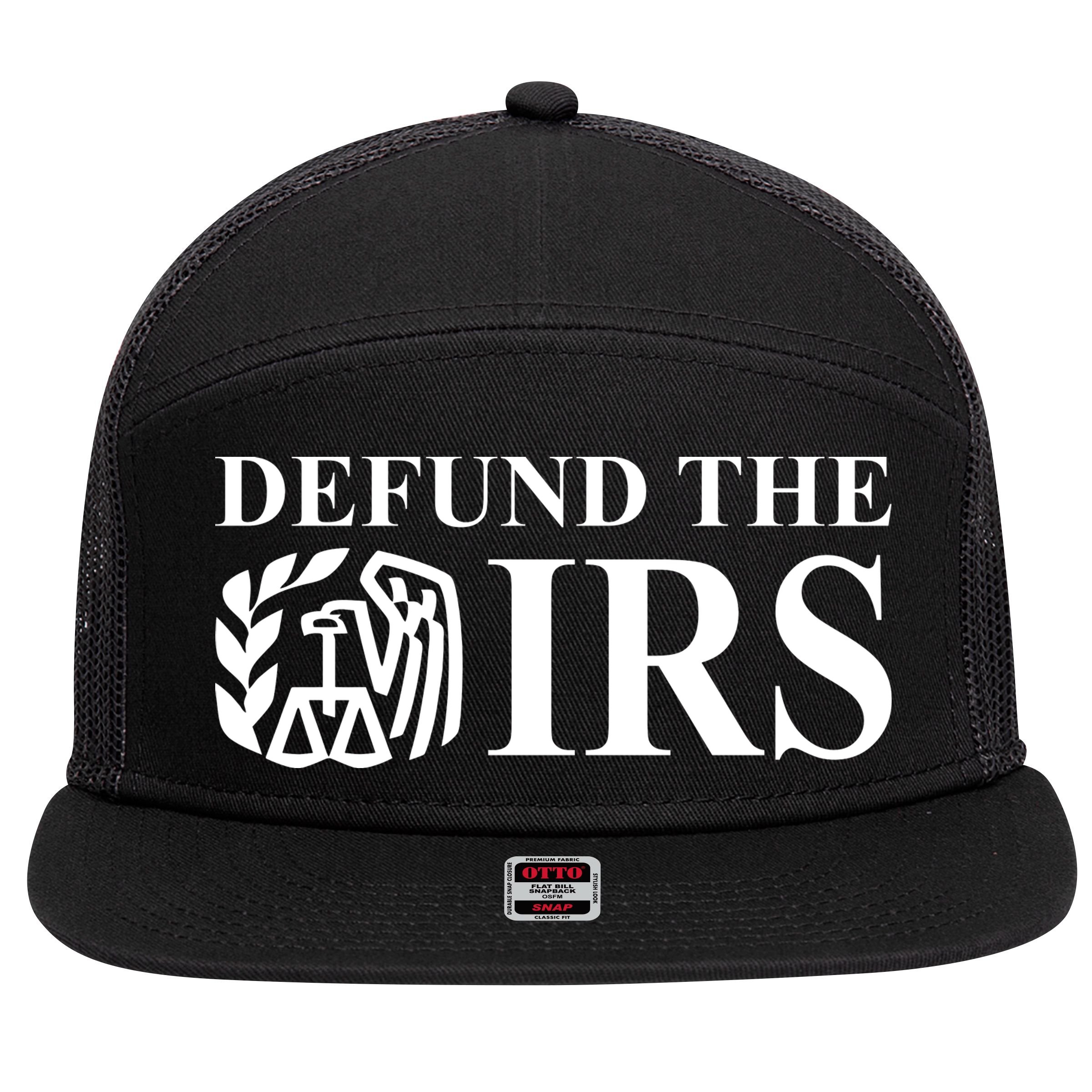 Defund The IRS 7 Panel Mesh Trucker Snapback Hat