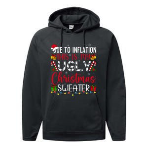 Due To Inflation Ugly Christmas Sweater Funny Xmas Holiday Performance Fleece Hoodie