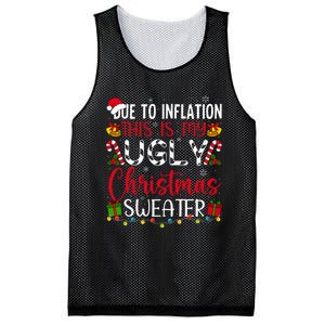 Due To Inflation Ugly Christmas Sweater Funny Xmas Holiday Mesh Reversible Basketball Jersey Tank