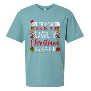 Due To Inflation Ugly Christmas Sweater Funny Xmas Holiday Sueded Cloud Jersey T-Shirt