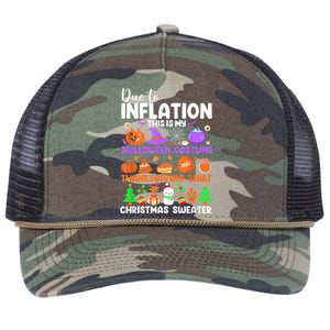 Due To Inflation This Is My Funny Halloween Costume Retro Rope Trucker Hat Cap