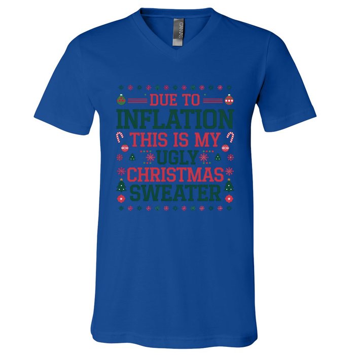 Due To Inflation This Is My Ugly Family Christmas Cool Gift V-Neck T-Shirt