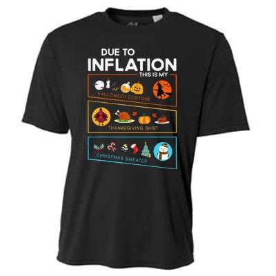 Due To Inflation Halloween Thanksgiving Christmas Sweater Cooling Performance Crew T-Shirt