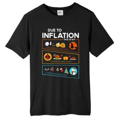 Due To Inflation Halloween Thanksgiving Christmas Sweater Tall Fusion ChromaSoft Performance T-Shirt