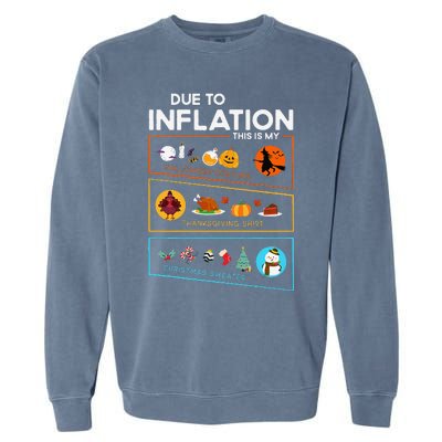 Due To Inflation Halloween Thanksgiving Christmas Sweater Garment-Dyed Sweatshirt