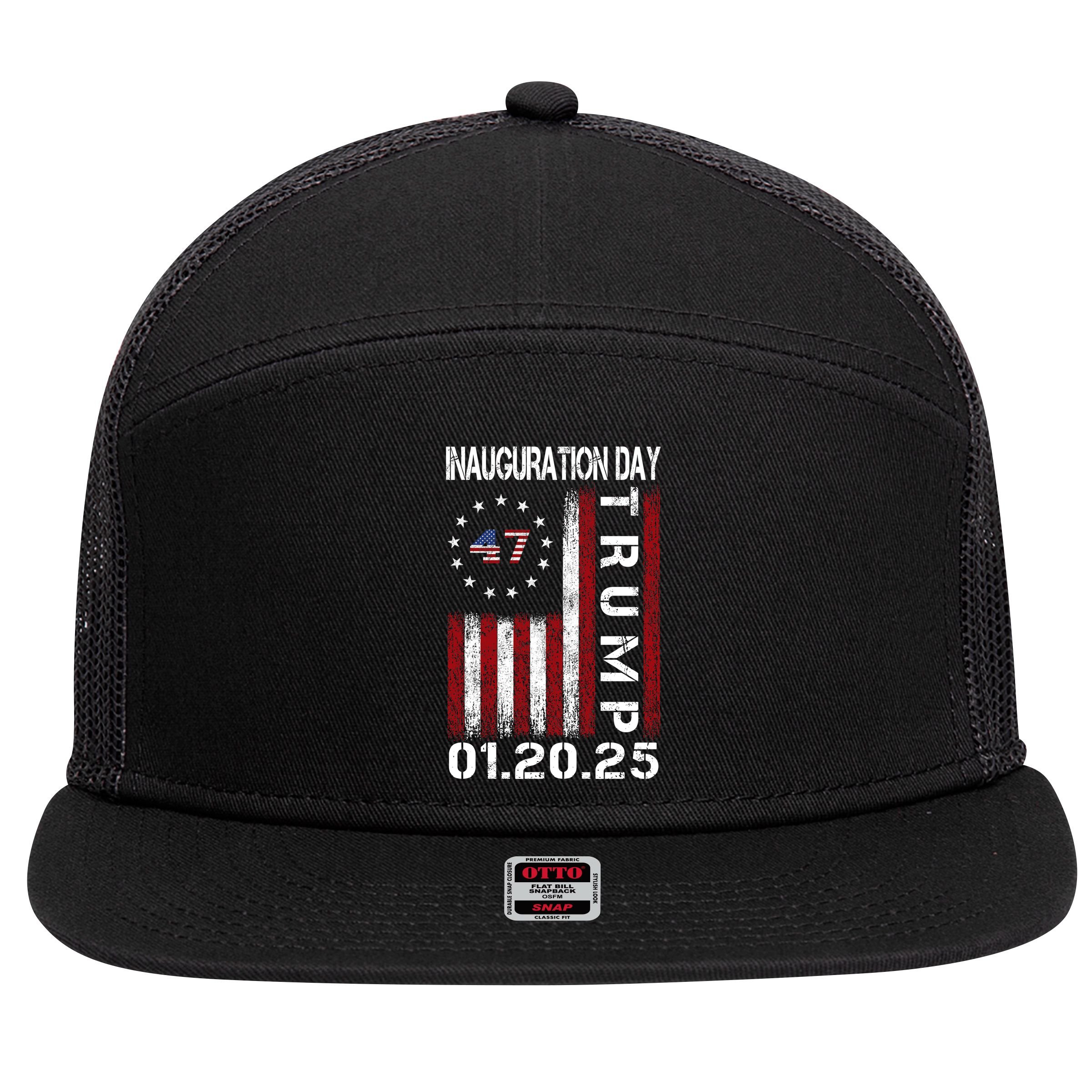 Donald Trump Inauguration Day 2025 47th President Usa Flag 7 Panel Mesh Trucker Snapback Hat