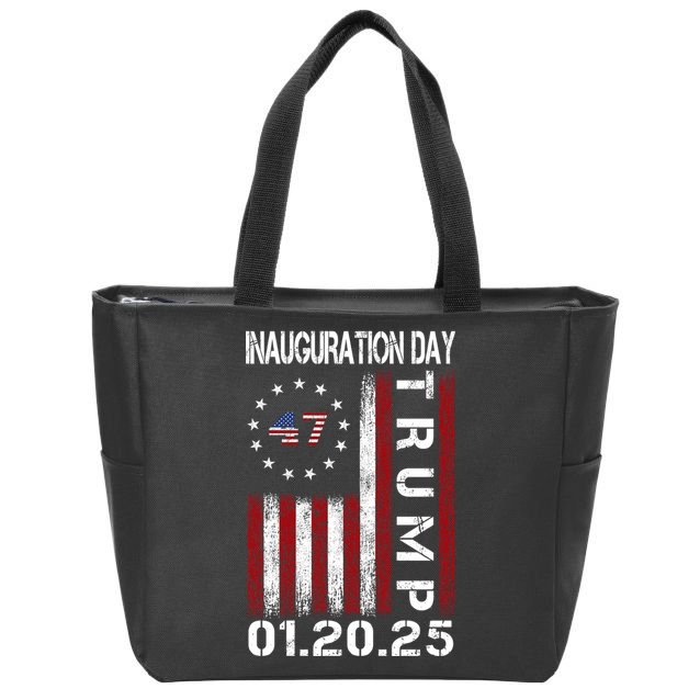 Donald Trump Inauguration Day 2025 47th President Usa Flag Zip Tote Bag