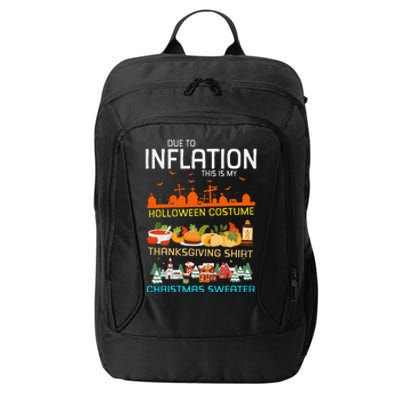 Due To Inflation Halloween Thanksgiving Christmas Sweater City Backpack