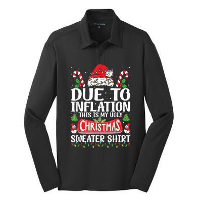 Due To Inflation Ugly Christmas Sweaters Funny Silk Touch Performance Long Sleeve Polo