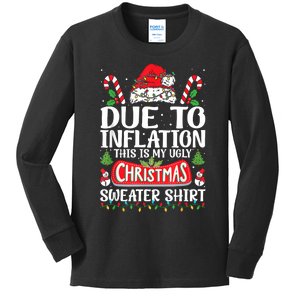 Due To Inflation Ugly Christmas Sweaters Funny Kids Long Sleeve Shirt