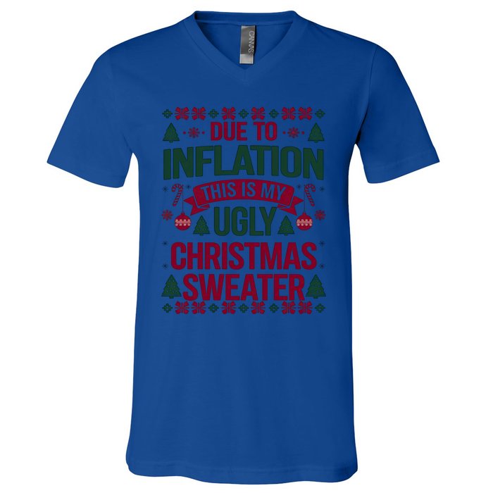 Due To Inflation This Is My Ugly Family Christmas Gift V-Neck T-Shirt