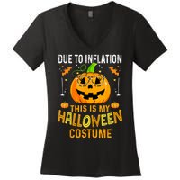 Due To Inflation This Is My Halloween Costume Pumpkin Halloween Costume Women's V-Neck T-Shirt