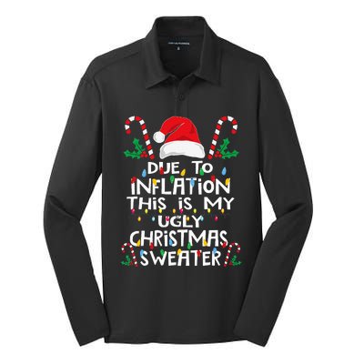 Due To Inflation Ugly Christmas Sweaters Silk Touch Performance Long Sleeve Polo