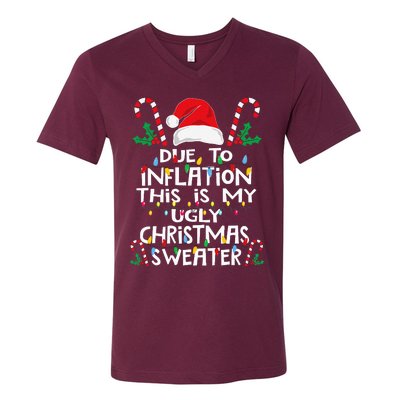 Due To Inflation Ugly Christmas Sweaters V-Neck T-Shirt