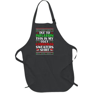 Due to Inflation Ugly Xmas Sweaters Full-Length Apron With Pockets