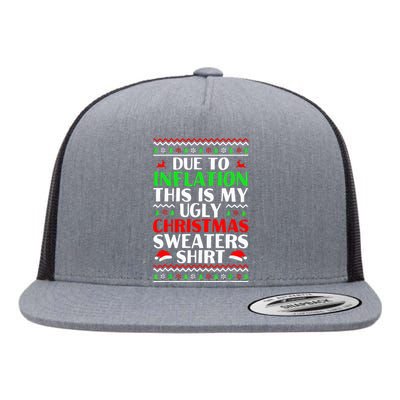 Due to Inflation Ugly Xmas Sweaters Flat Bill Trucker Hat