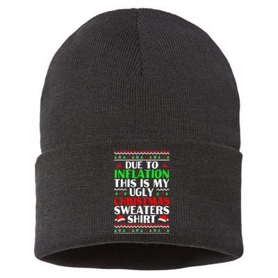 Due to Inflation Ugly Xmas Sweaters Sustainable Knit Beanie