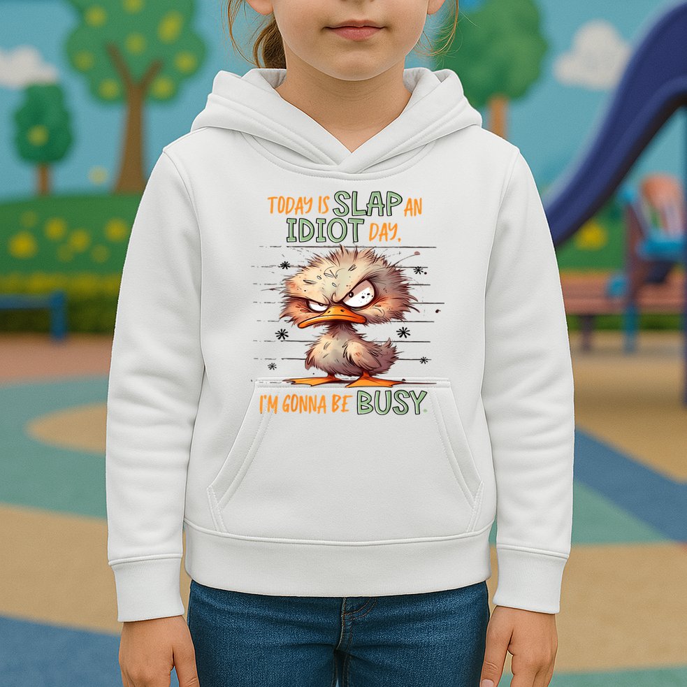 Duck Today Is Slap An Idiot Day I’M Gonna Be Busy Kids Hoodie