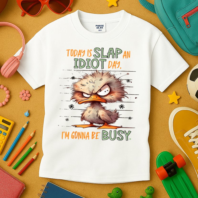 Duck Today Is Slap An Idiot Day I’M Gonna Be Busy Kids T-Shirt