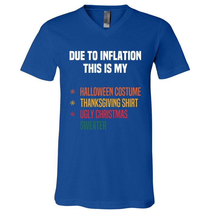 Due To Inflation This Is My Halloween Tday Christmas Gift V-Neck T-Shirt