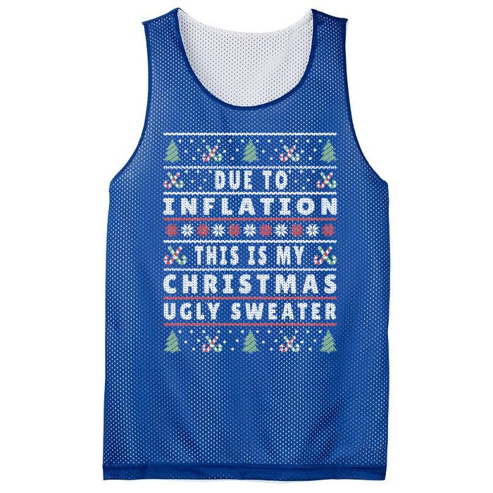 Due To Inflation Ugly Christmas Funny Xmas Quote Gift Mesh Reversible Basketball Jersey Tank