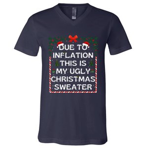 Due To Inflation This Is My Ugly Sweater Family Xmas V-Neck T-Shirt