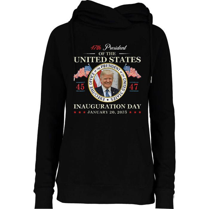 Donald Trump Inauguration Day 2025 47th President Usa Flag Womens Funnel Neck Pullover Hood