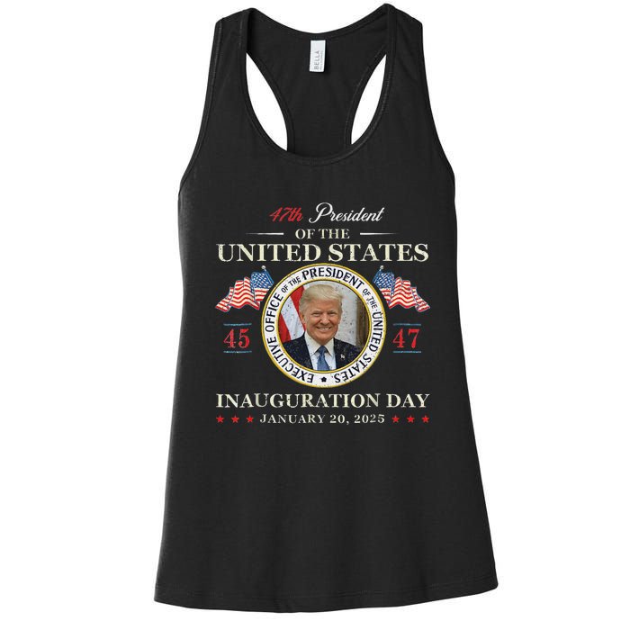 Donald Trump Inauguration Day 2025 47th President Usa Flag Women's Racerback Tank