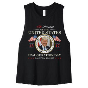 Donald Trump Inauguration Day 2025 47th President Usa Flag Women's Racerback Cropped Tank