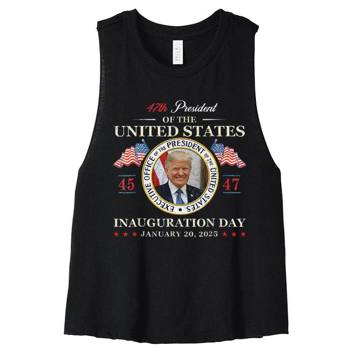 Donald Trump Inauguration Day 2025 47th President Usa Flag Women's Racerback Cropped Tank