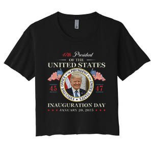 Donald Trump Inauguration Day 2025 47th President Usa Flag Women's Crop Top Tee