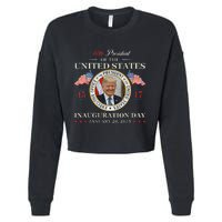 Donald Trump Inauguration Day 2025 47th President Usa Flag Cropped Pullover Crew