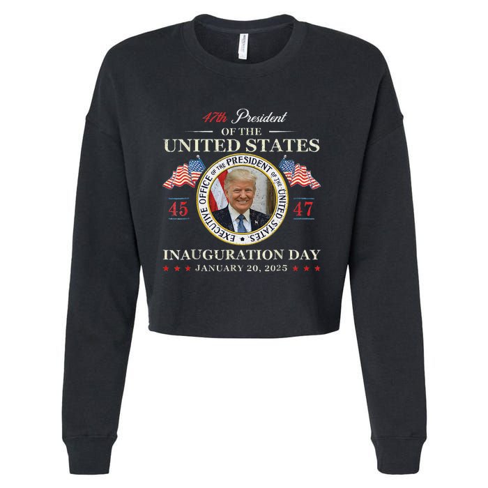 Donald Trump Inauguration Day 2025 47th President Usa Flag Cropped Pullover Crew