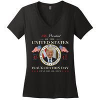 Donald Trump Inauguration Day 2025 47th President Usa Flag Women's V-Neck T-Shirt