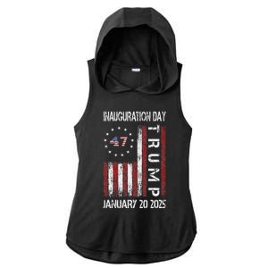 Donald Trump Inauguration Day 2025 47th President Usa Flag Ladies PosiCharge Tri-Blend Wicking Draft Hoodie Tank