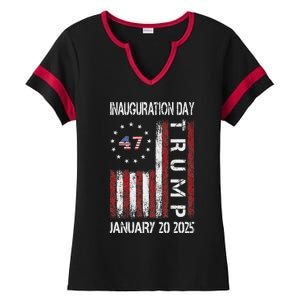 Donald Trump Inauguration Day 2025 47th President Usa Flag Ladies Halftime Notch Neck Tee