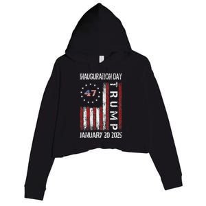 Donald Trump Inauguration Day 2025 47th President Usa Flag Crop Fleece Hoodie