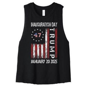 Donald Trump Inauguration Day 2025 47th President Usa Flag Women's Racerback Cropped Tank