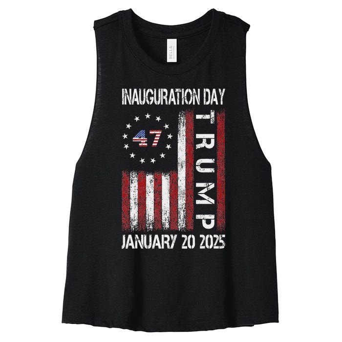 Donald Trump Inauguration Day 2025 47th President Usa Flag Women's Racerback Cropped Tank