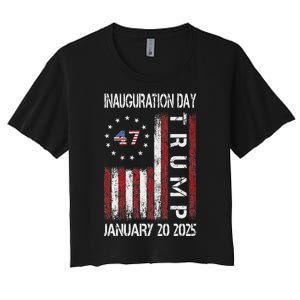 Donald Trump Inauguration Day 2025 47th President Usa Flag Women's Crop Top Tee