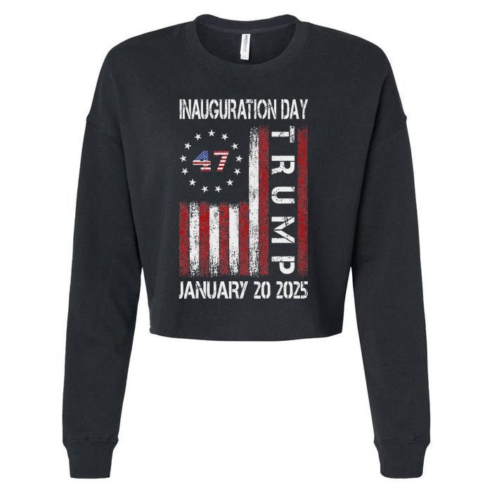 Donald Trump Inauguration Day 2025 47th President Usa Flag Cropped Pullover Crew