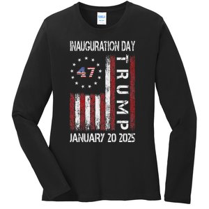 Donald Trump Inauguration Day 2025 47th President Usa Flag Ladies Long Sleeve Shirt