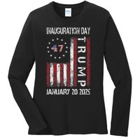 Donald Trump Inauguration Day 2025 47th President Usa Flag Ladies Long Sleeve Shirt