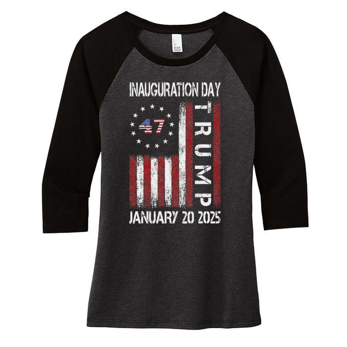 Donald Trump Inauguration Day 2025 47th President Usa Flag Women's Tri-Blend 3/4-Sleeve Raglan Shirt