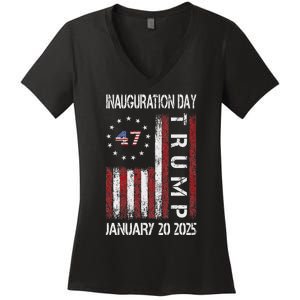 Donald Trump Inauguration Day 2025 47th President Usa Flag Women's V-Neck T-Shirt