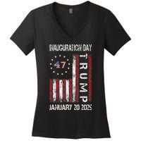 Donald Trump Inauguration Day 2025 47th President Usa Flag Women's V-Neck T-Shirt